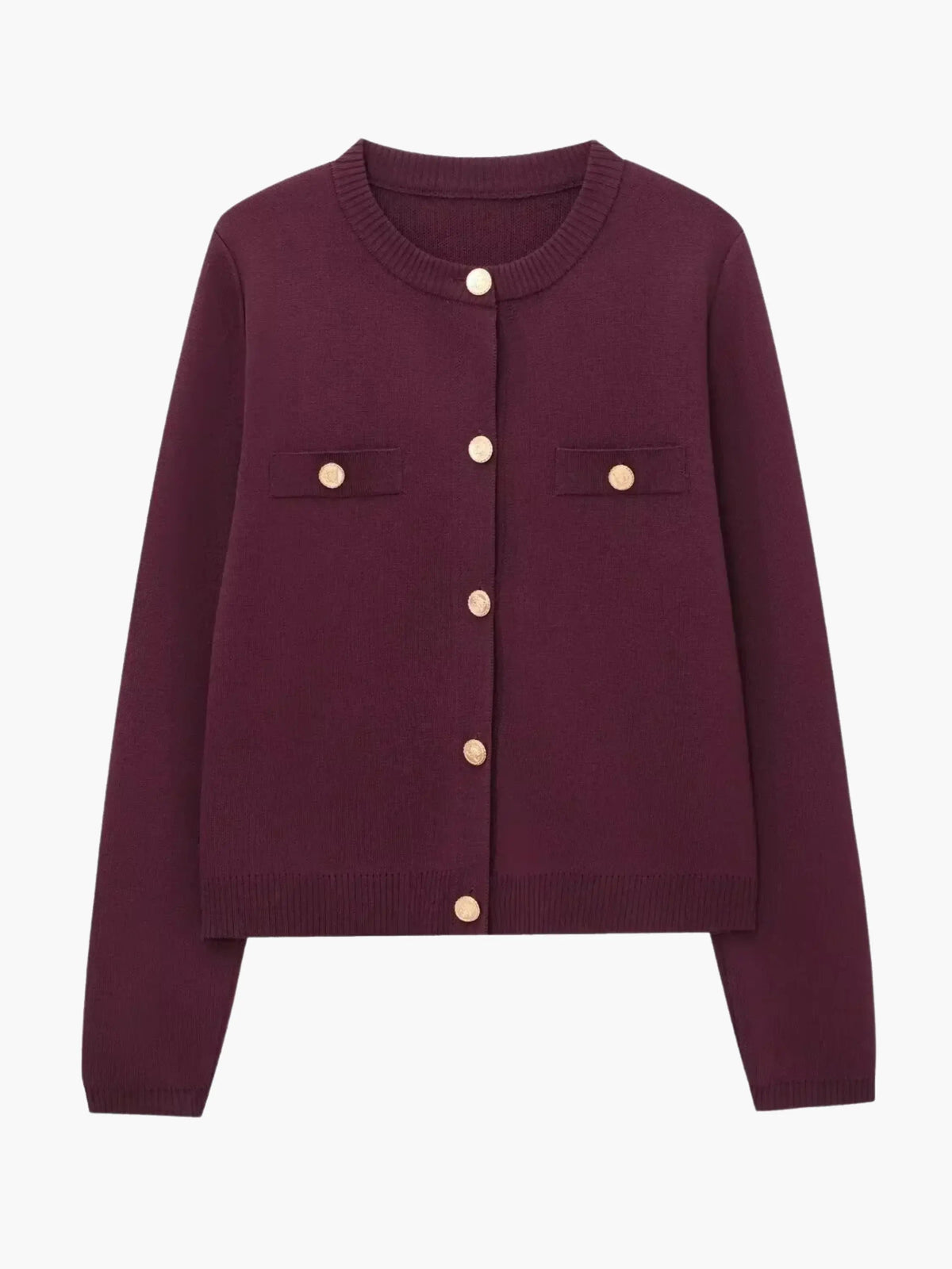 Women's Structured Knit Cardigan with Gold Buttons