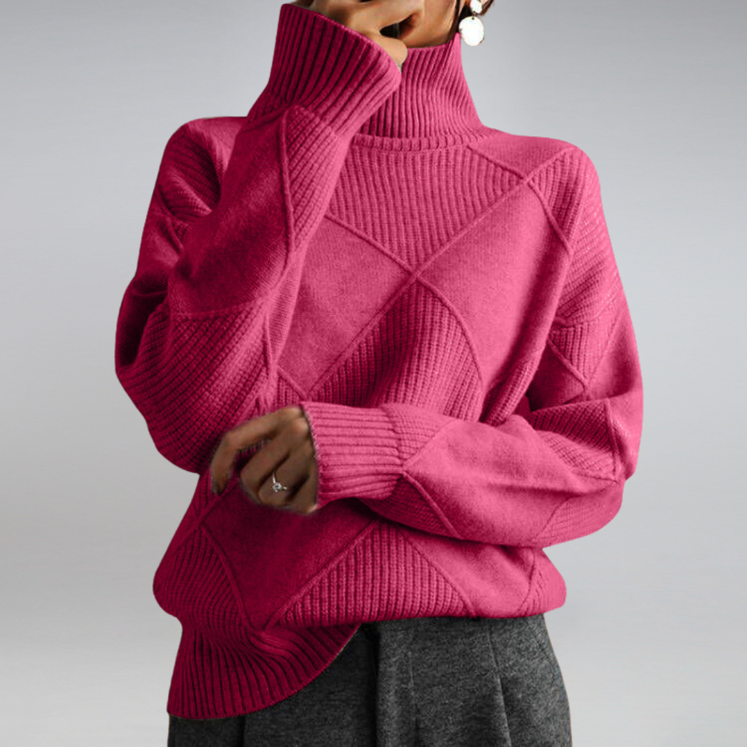 Marcheline | Women's Diamond Knit Turtleneck Jumper
