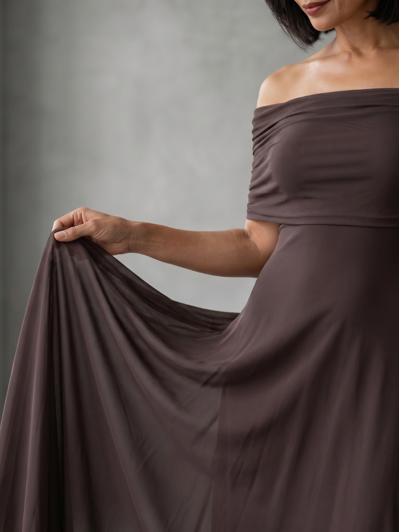 Women's Off-Shoulder Fitted Maxi Wedding Guest Dress