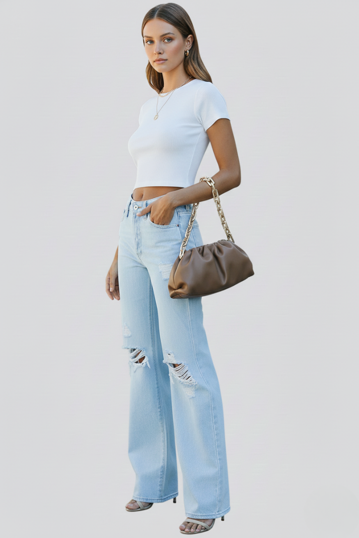 Scarlett | Distressed High Waisted Wide Leg Jeans for Women