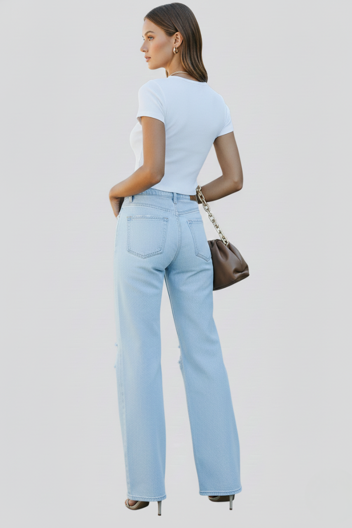 Scarlett | Distressed High Waisted Wide Leg Jeans for Women