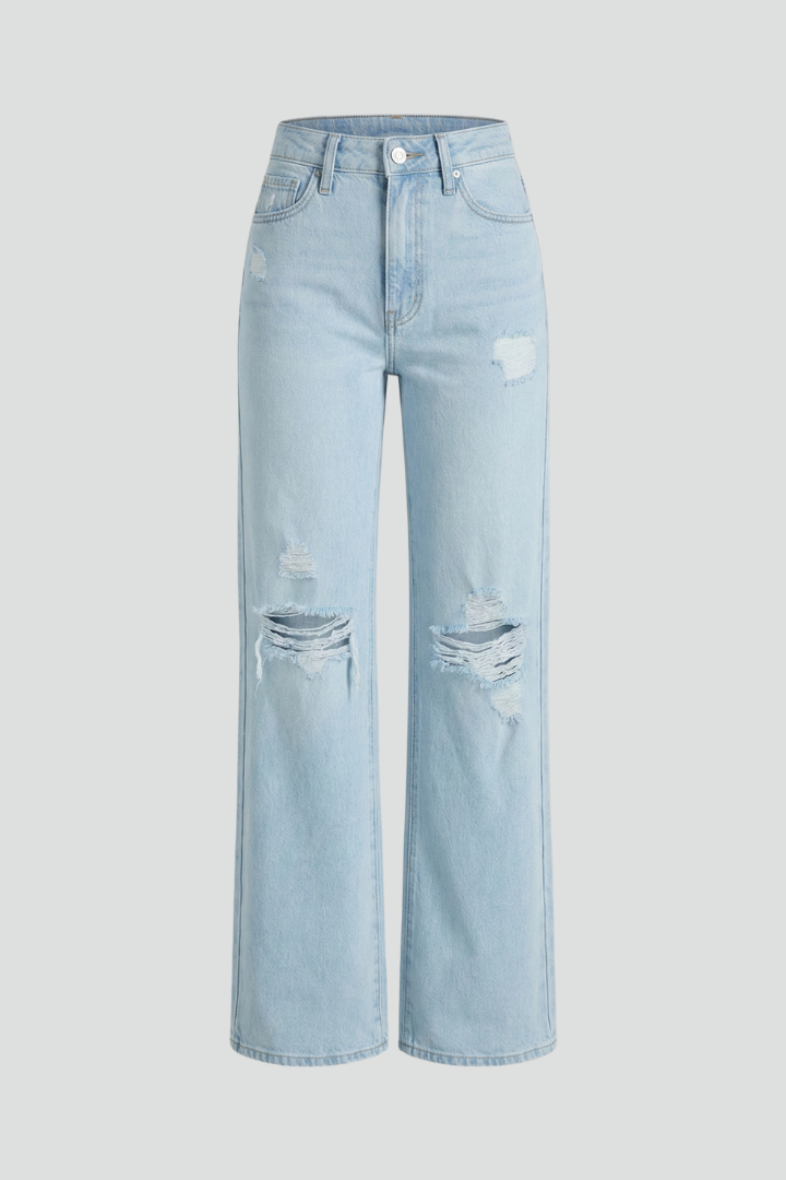 Scarlett | Distressed High Waisted Wide Leg Jeans for Women