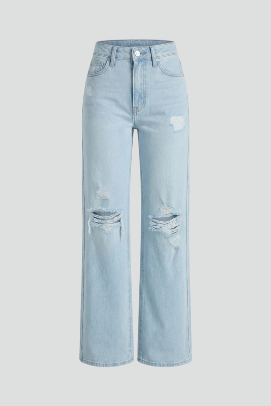 Scarlett | Distressed High Waisted Wide Leg Jeans for Women