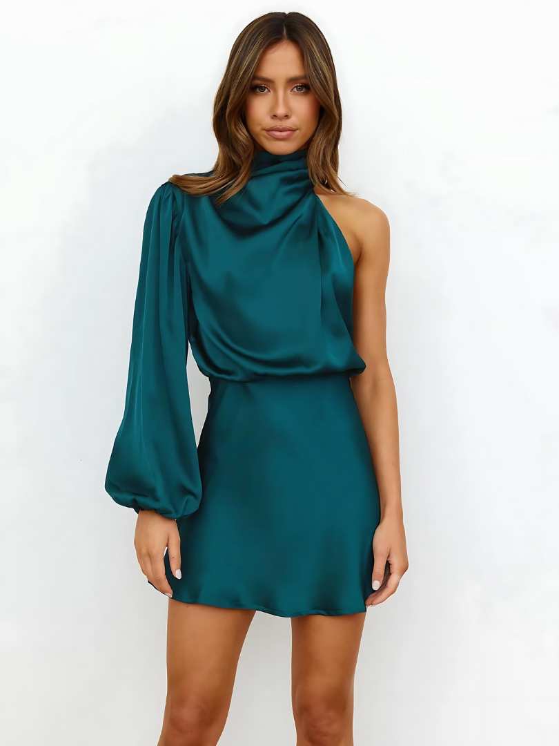 Serena | Women's One-Shoulder Draped Maxi Christmas Party Dress