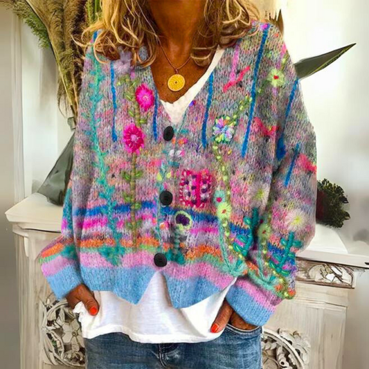 Lyséa | Women's Boho Floral Knit Cardigan