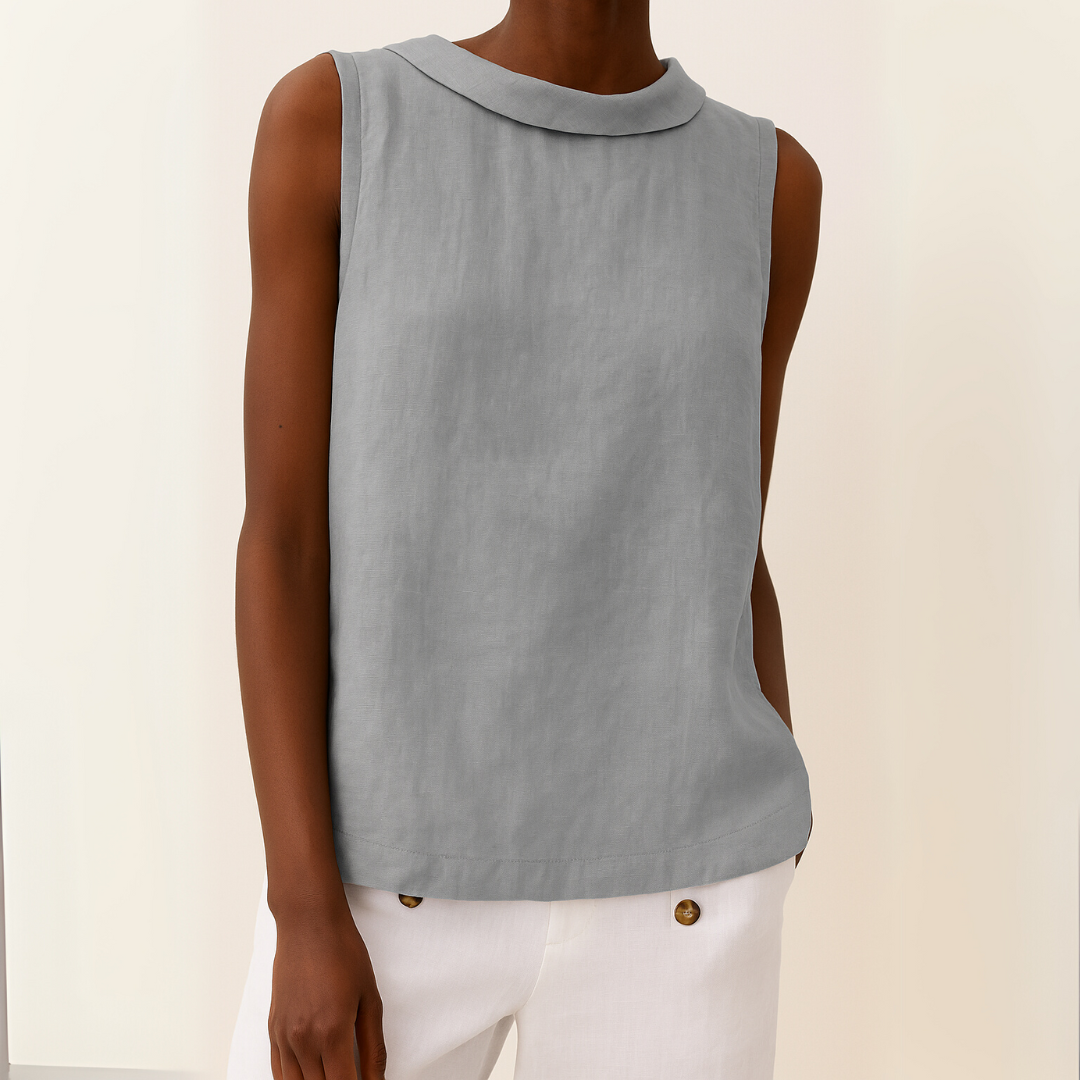 Cressida | Sleeveless Rolled Collar Top