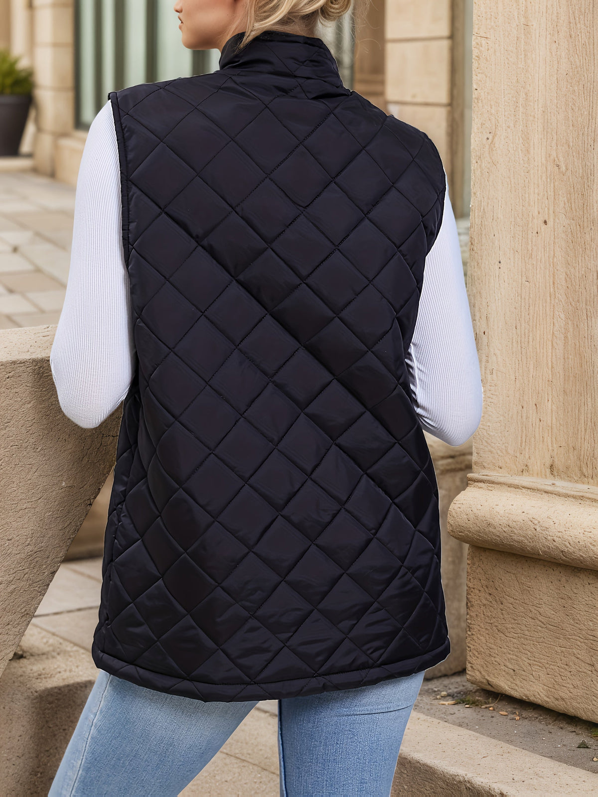 Lowri | Women's Longline Quilted Zip-Up Gilet