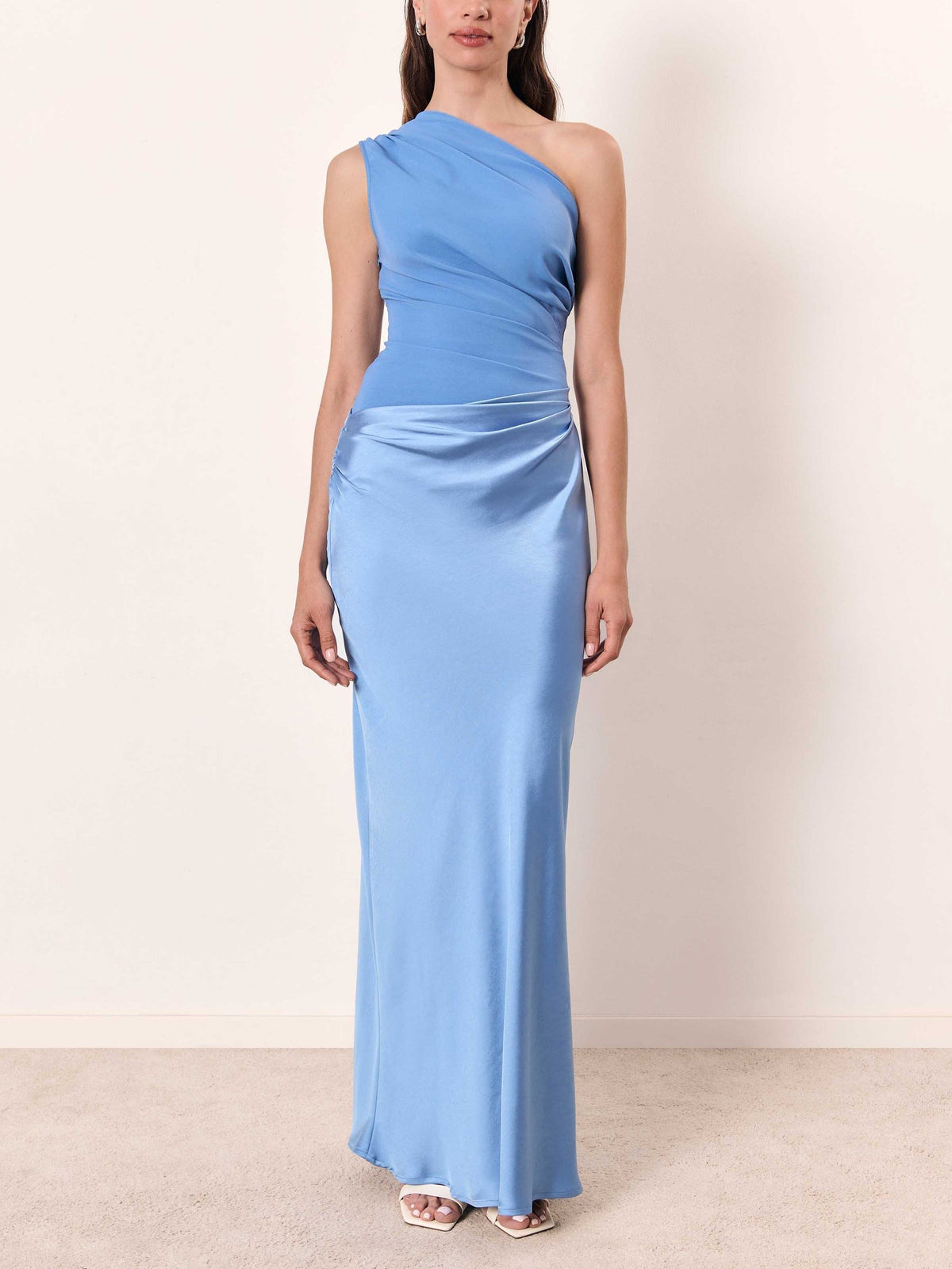 Winter Wedding Guest One-Shoulder Pleated Maxi Dress