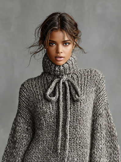 Norelle | Women's Relaxed Roll-Neck Knitted Jumper Dress