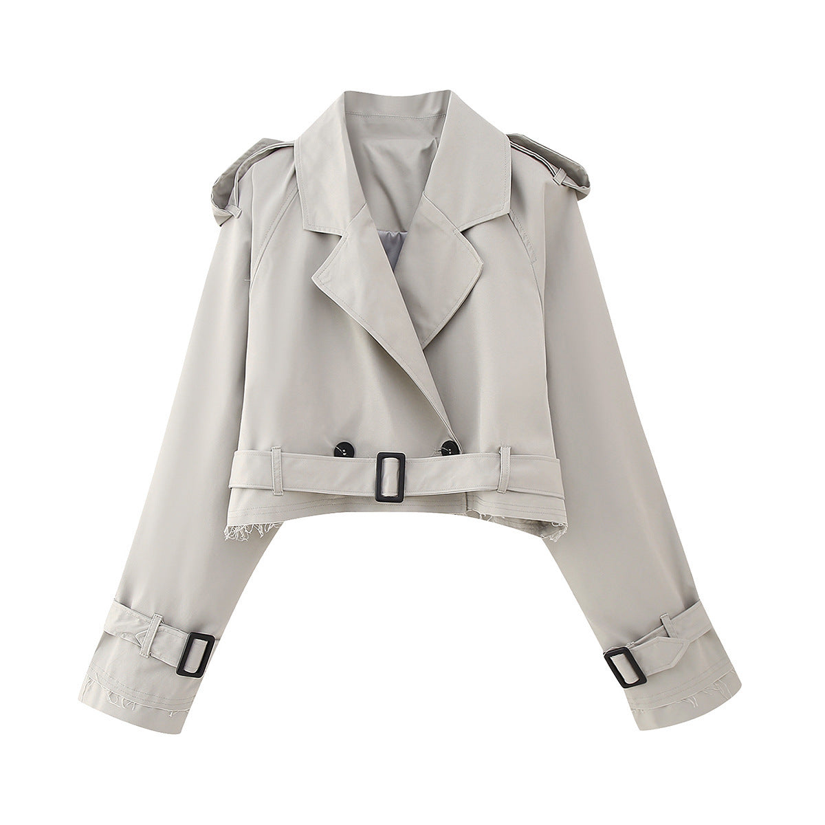 Virelle | Women's Cropped Double-Breasted Trench Jacket