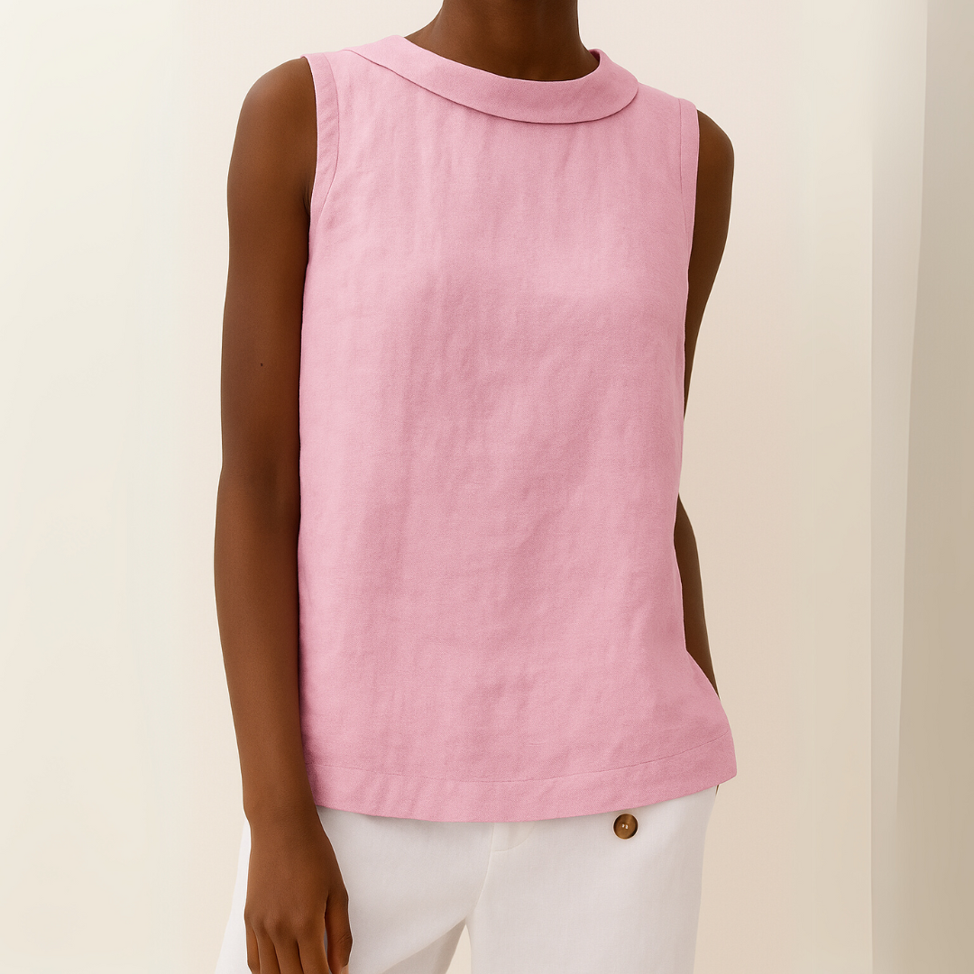 Cressida | Sleeveless Rolled Collar Top