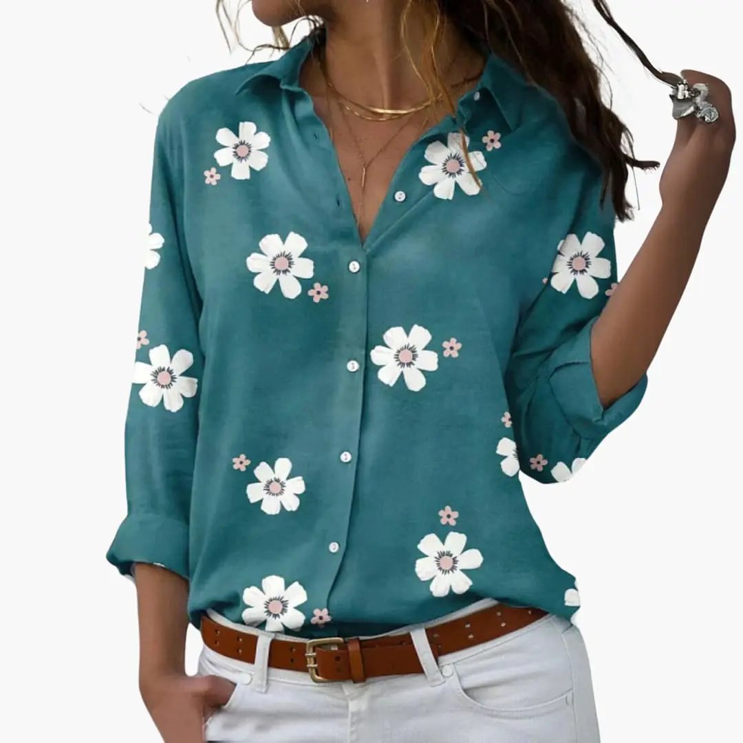 Floréline | Women's Floral Button-Up Blouse