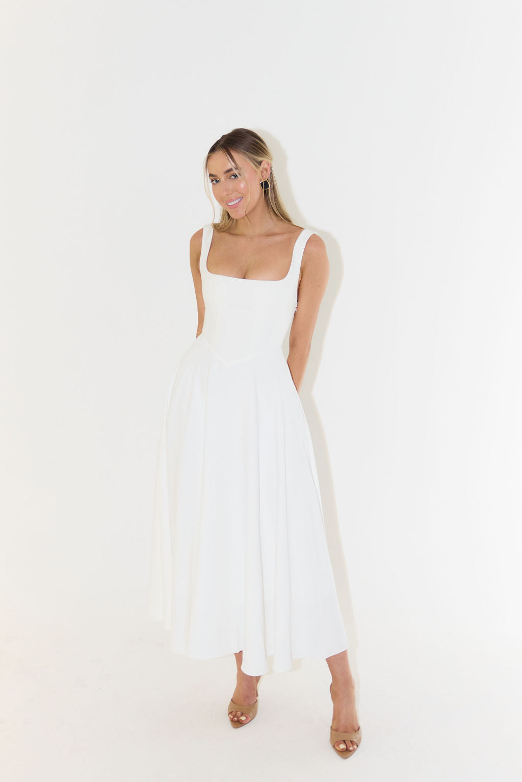 Anastasia | Square Neck Christmas Party Midi Dress