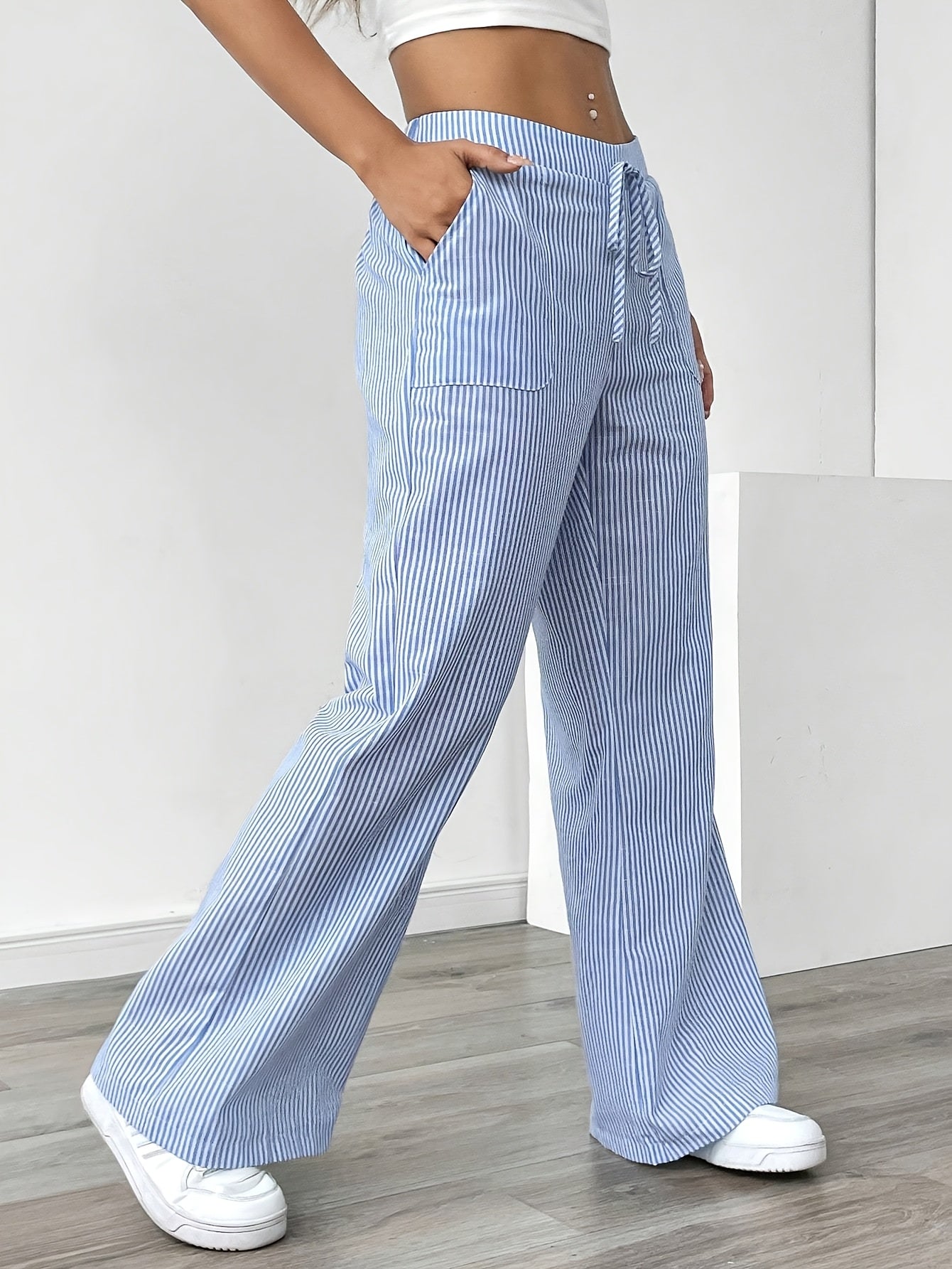 Lorévia | Women's Striped Wide Leg Trousers