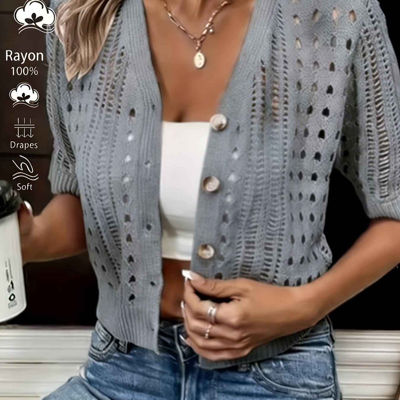 Élodine | Women's Short Sleeve Knit Cardigan