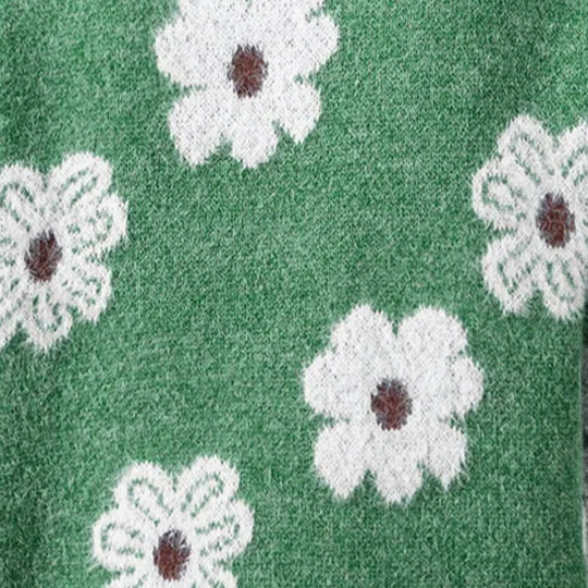 Daphne | Women's Daisy Floral Collared Half-Zip Knitted Jumper