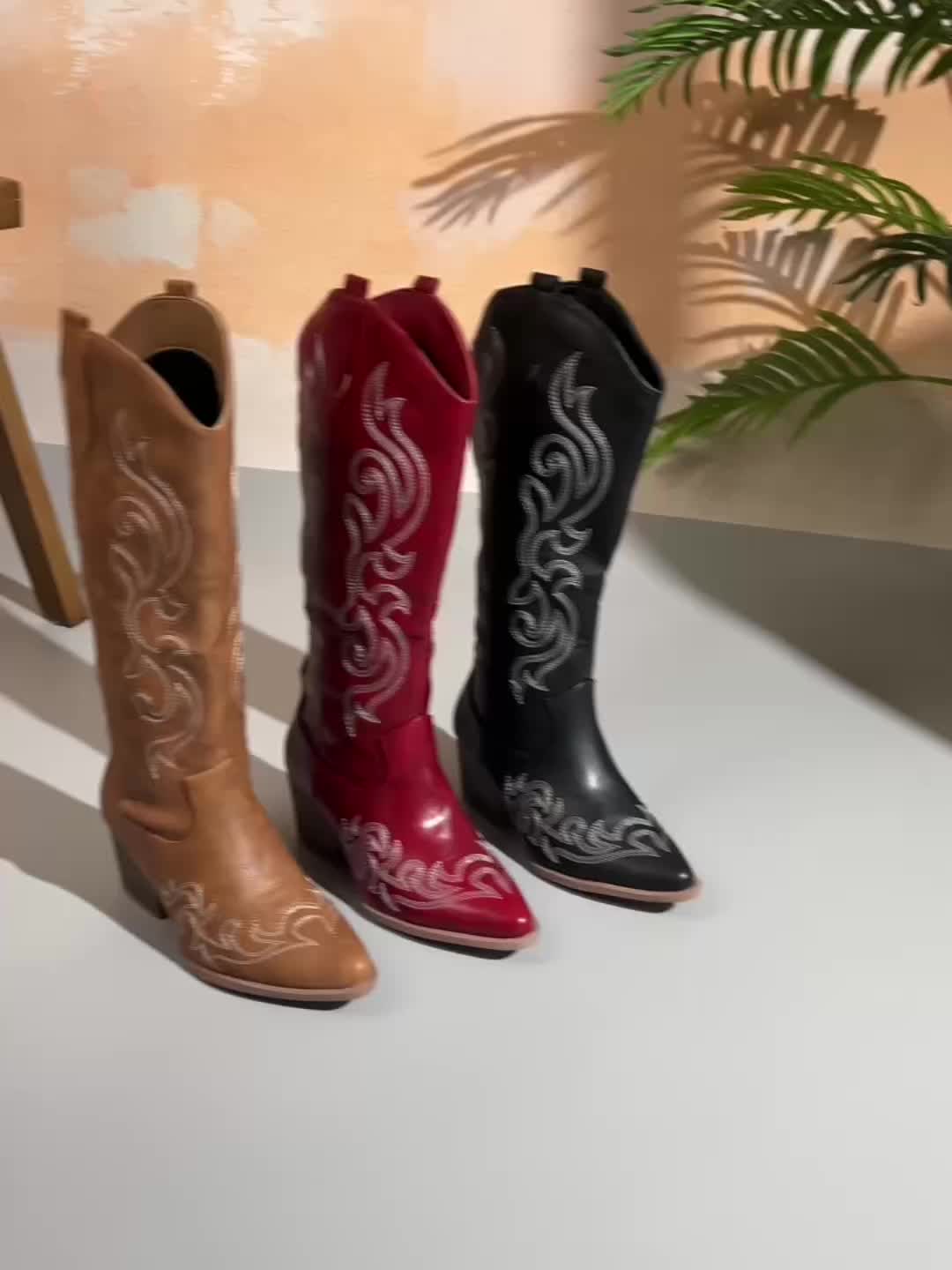 Seraphelle | Women's Embroidered Knee-High Cowboy Boots