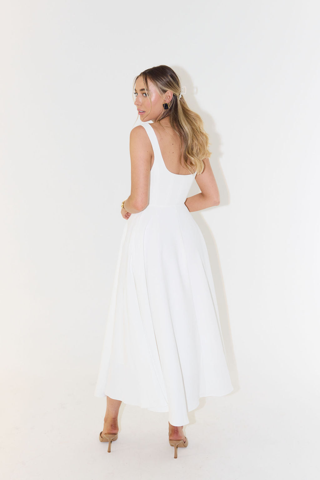 Anastasia | Square Neck Christmas Party Midi Dress