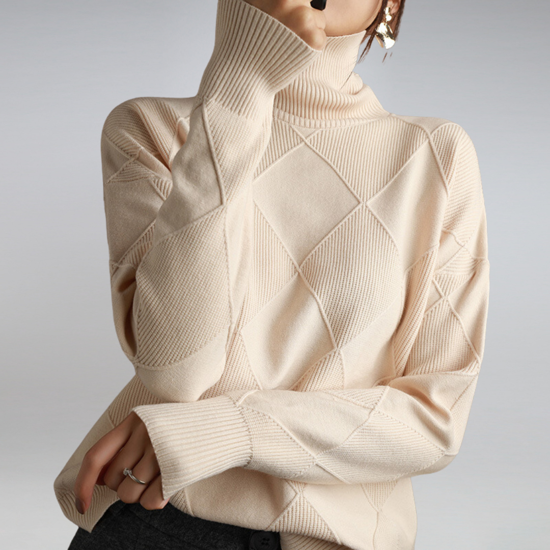 Marcheline | Women's Diamond Knit Turtleneck Jumper