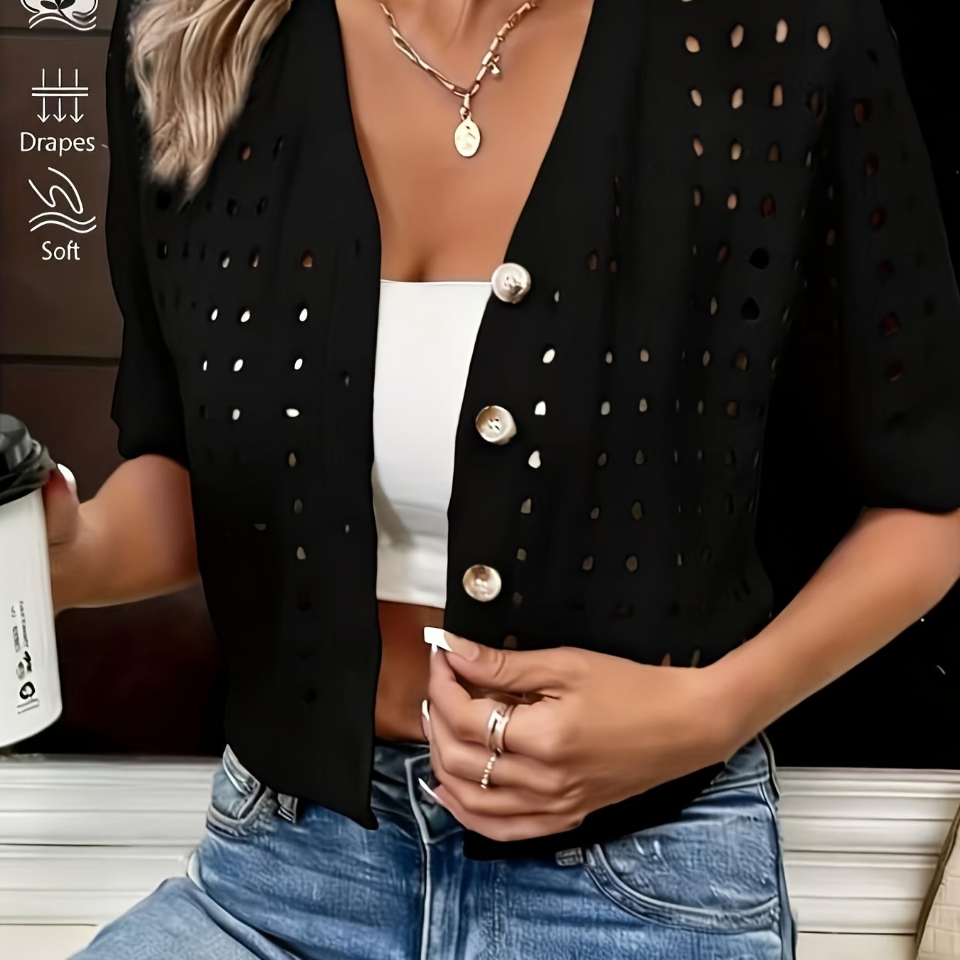 Élodine | Women's Short Sleeve Knit Cardigan
