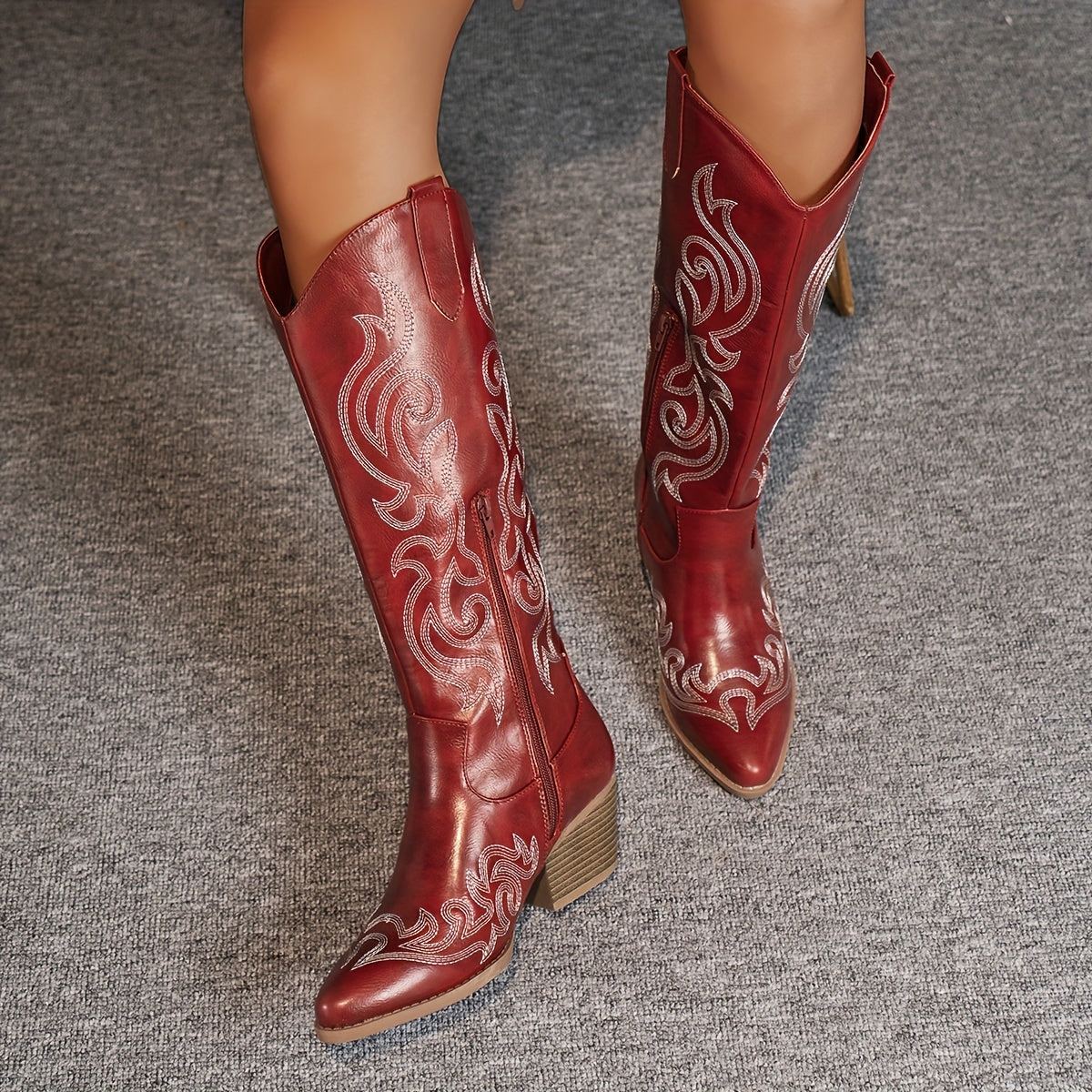 Seraphelle | Women's Embroidered Knee-High Cowboy Boots
