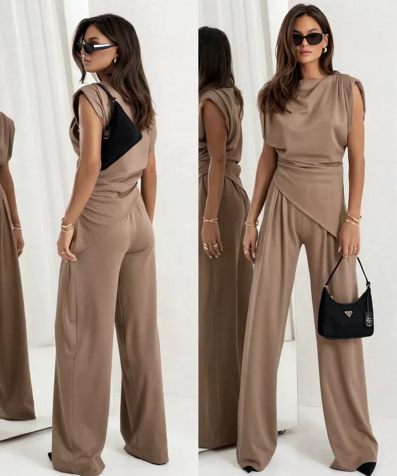 Seravelle | Women's Draped Wide Leg Co-Ord Set