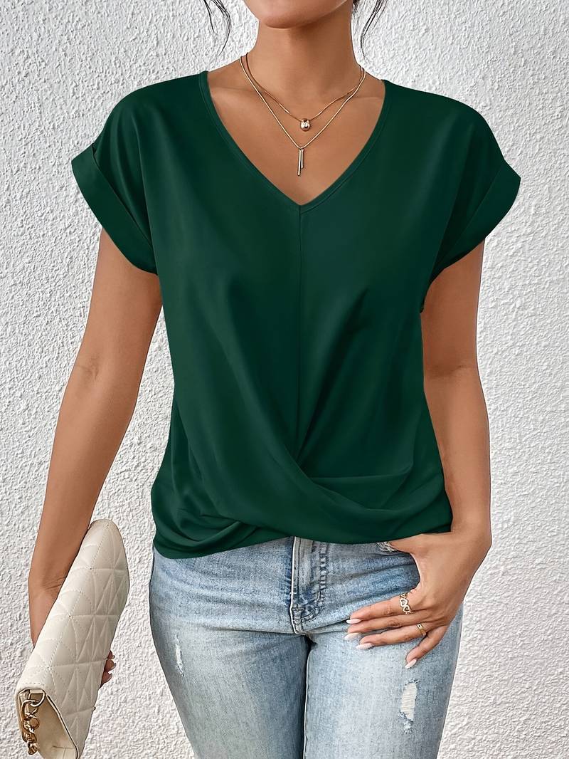Marielle | Women's Draped V-Neck Twist Blouse