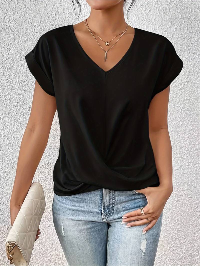 Marielle | Women's Draped V-Neck Twist Blouse