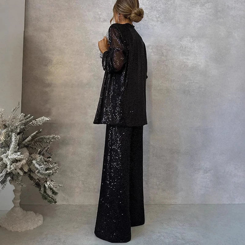 Carys | Women's Sequin Top & High-Waisted Trouser Co-Ord Set