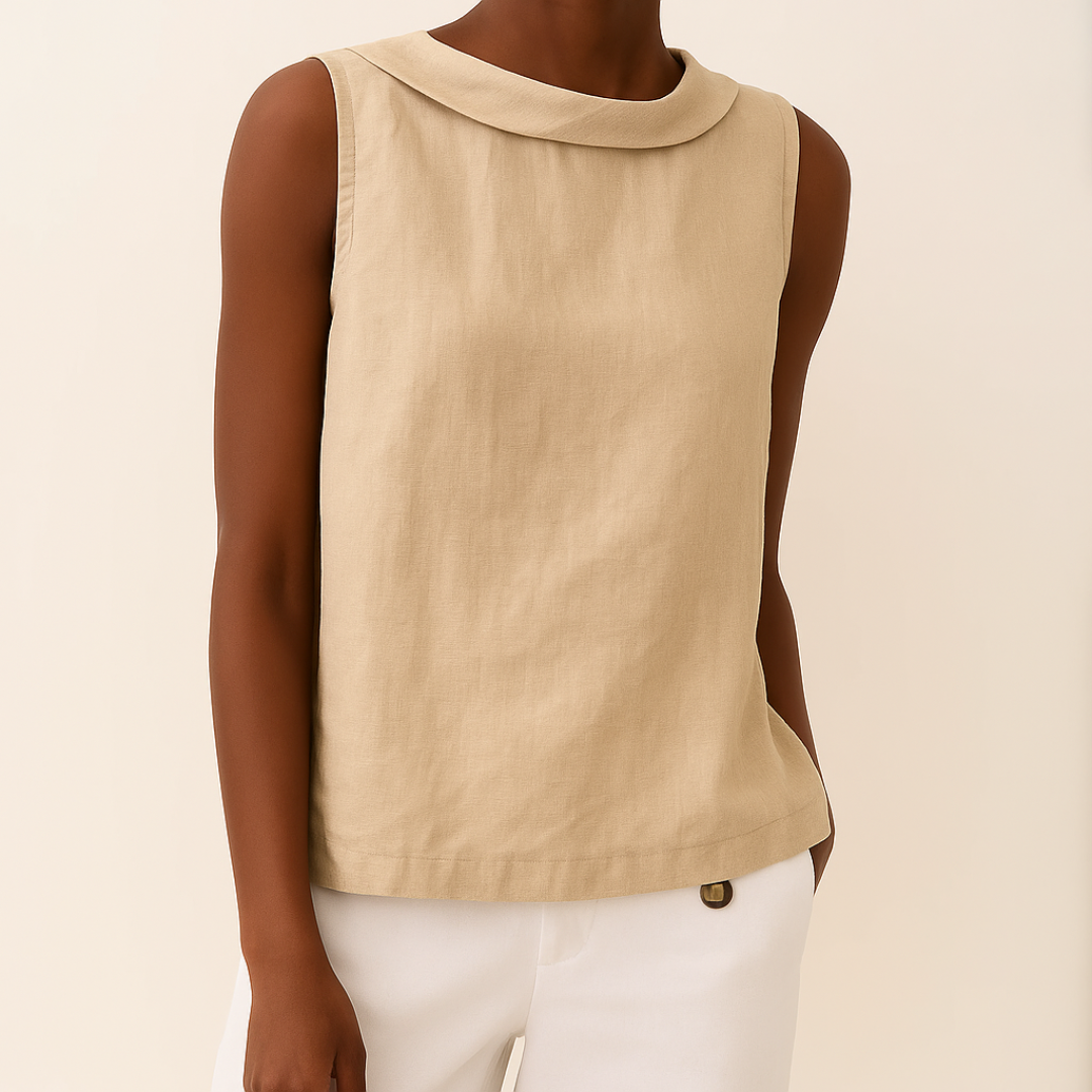 Cressida | Sleeveless Rolled Collar Top