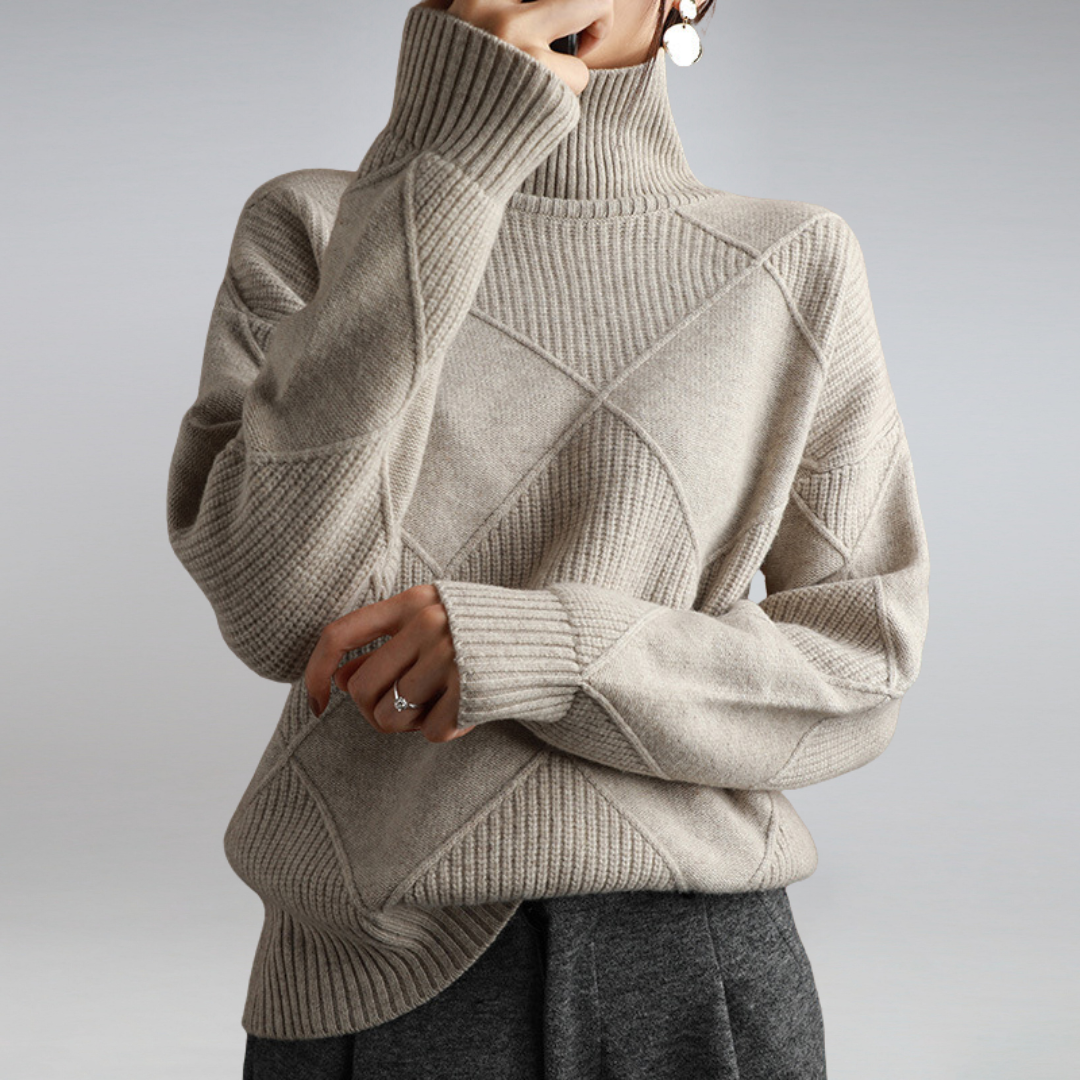 Marcheline | Women's Diamond Knit Turtleneck Jumper