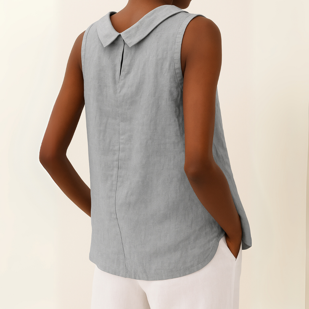 Cressida | Sleeveless Rolled Collar Top