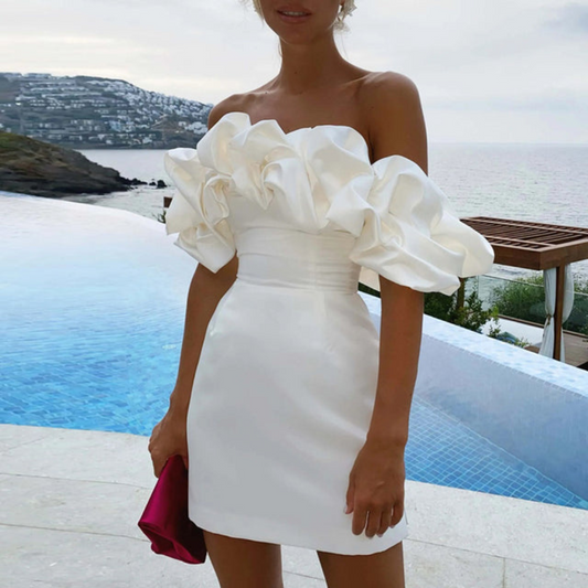 Charlotte | Elegant Strapless Ruffle Mini Dress