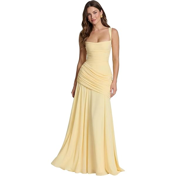Aurélie | Elegant Ruched Square Neck Maxi Dress