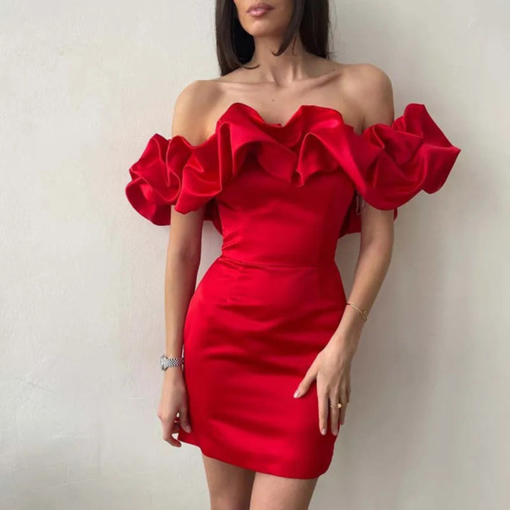 Charlotte | Elegant Strapless Ruffle Mini Dress