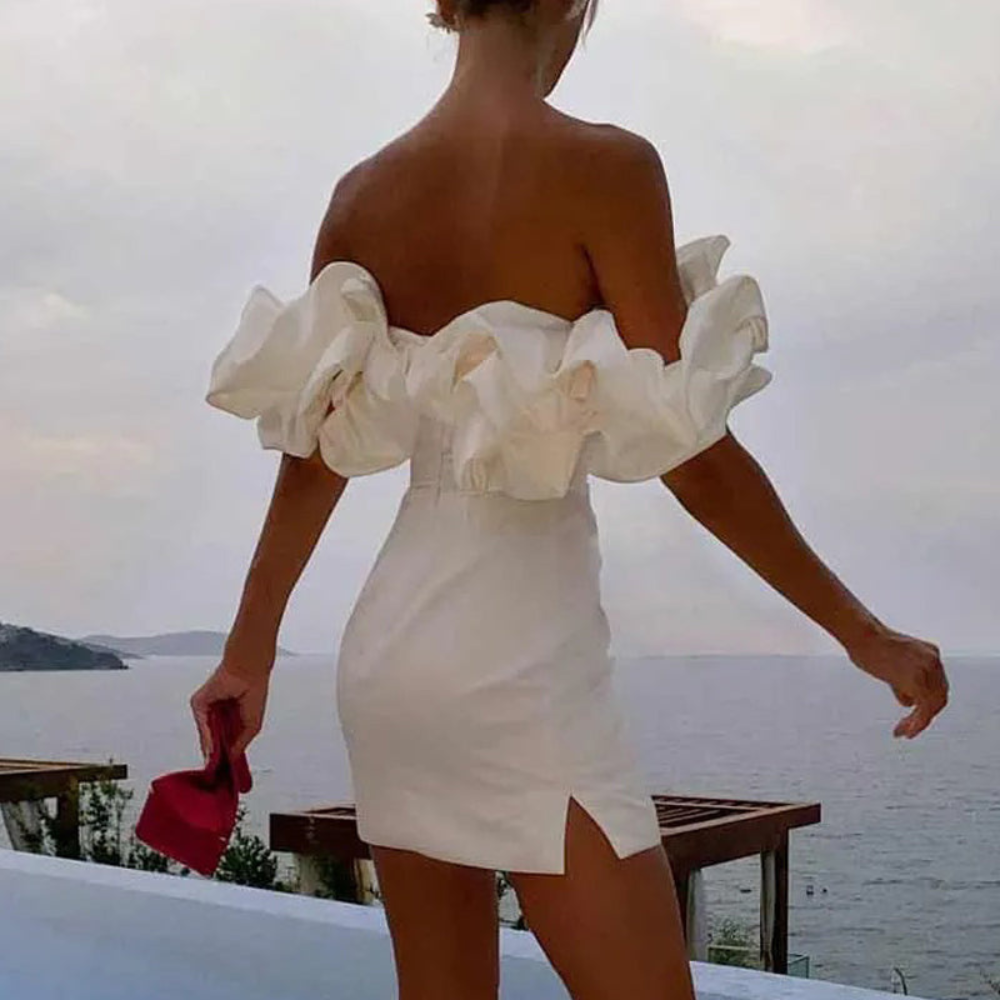 Charlotte | Elegant Strapless Ruffle Mini Dress
