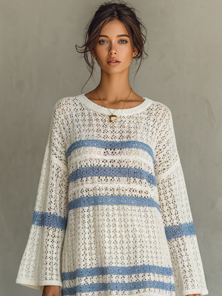 Solara | Striped Open Knit Mini Dress