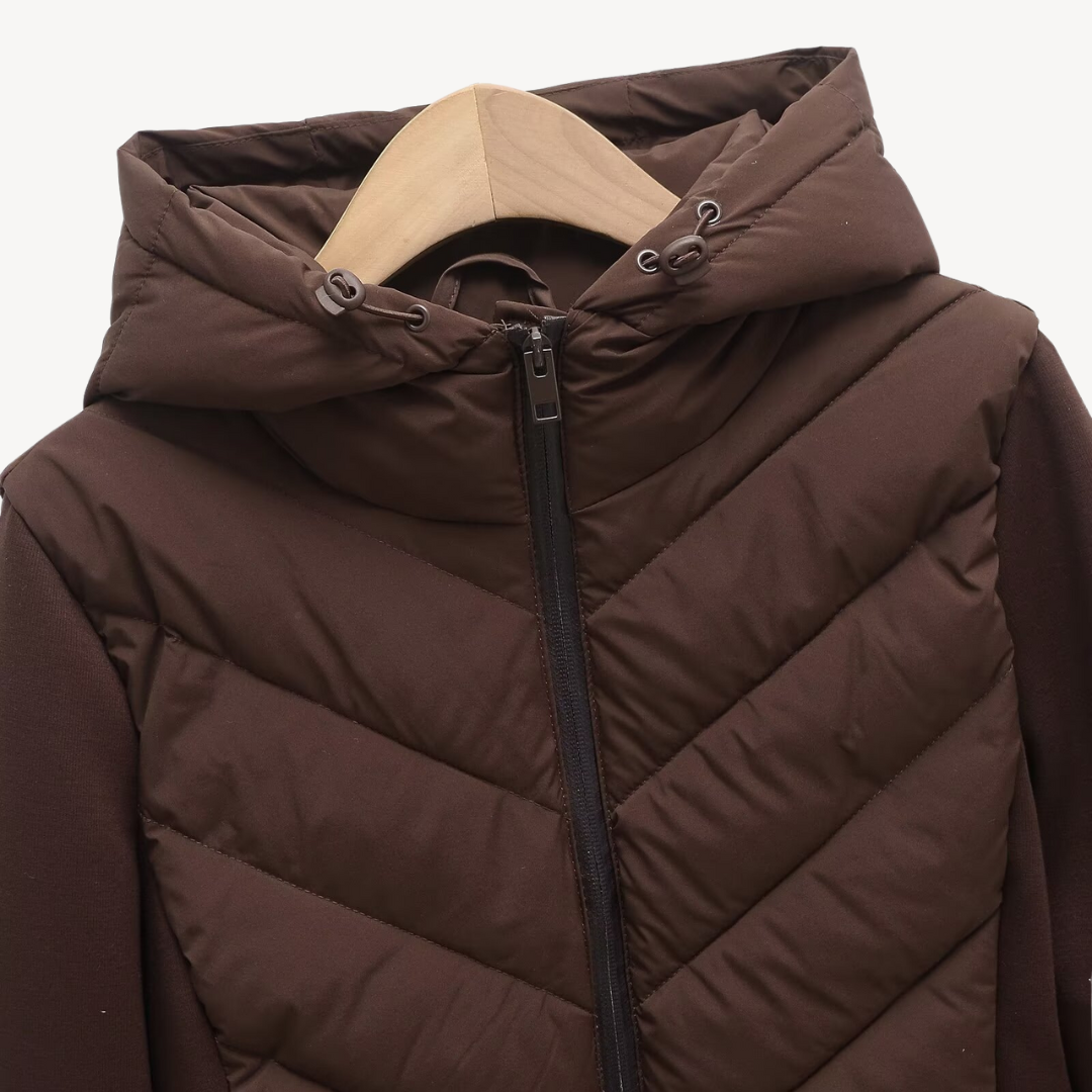 Delphine | Chevron Quilted Hooded Jacket