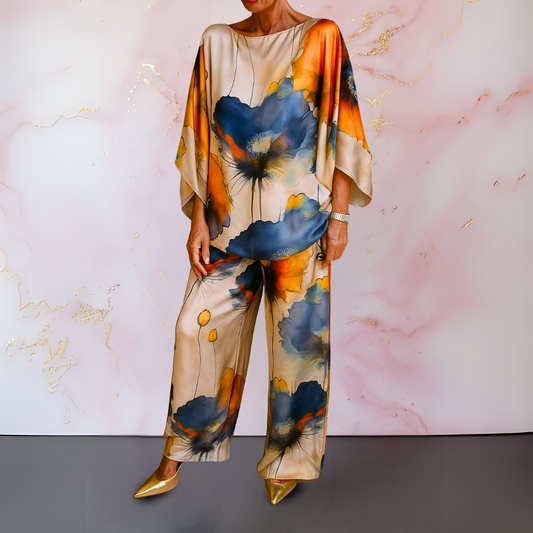 Soleira | Printed Two Piece Wide Leg Set