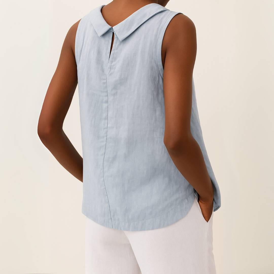 Cressida | Sleeveless Rolled Collar Top
