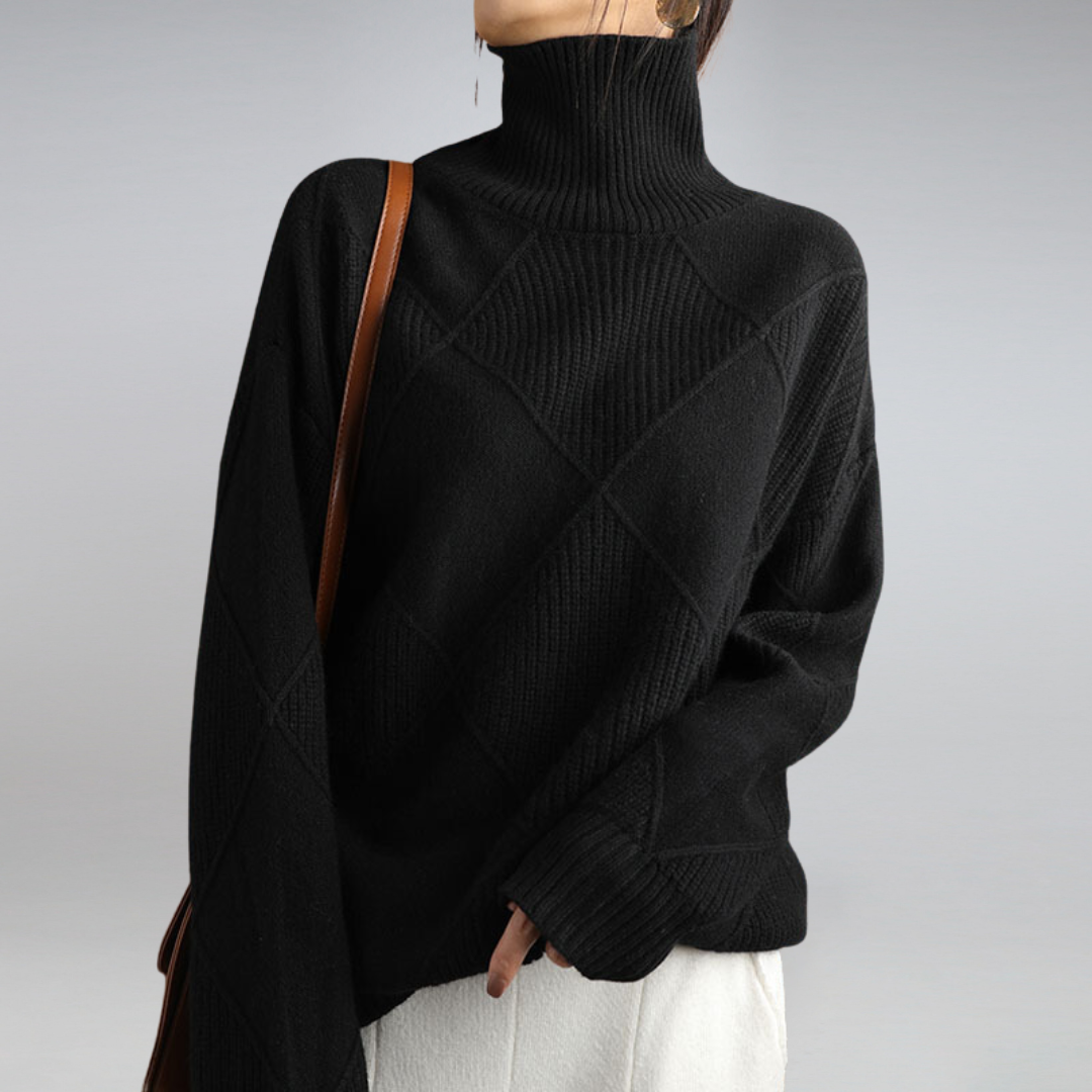 Marcheline | Women's Diamond Knit Turtleneck Jumper