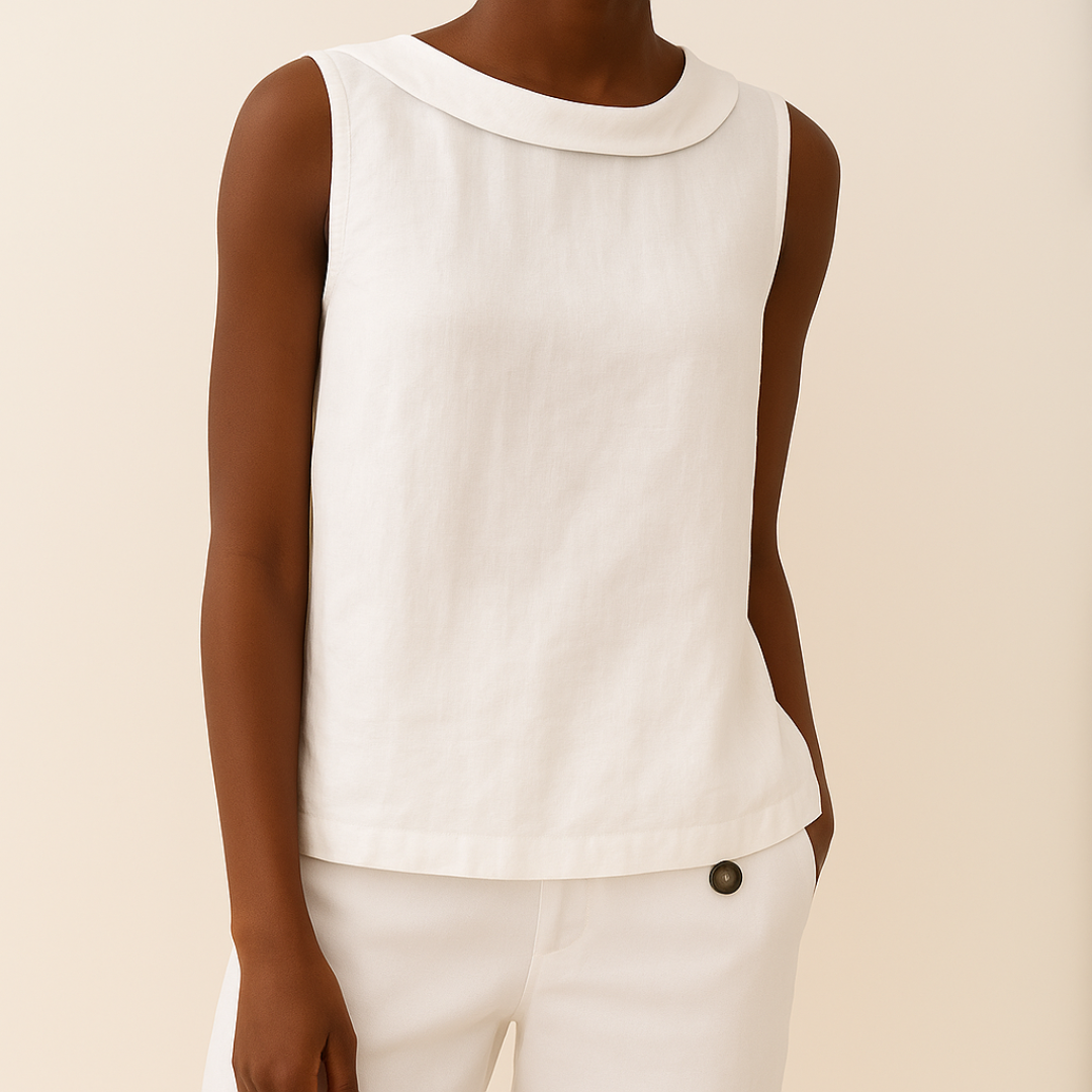 Cressida | Sleeveless Rolled Collar Top