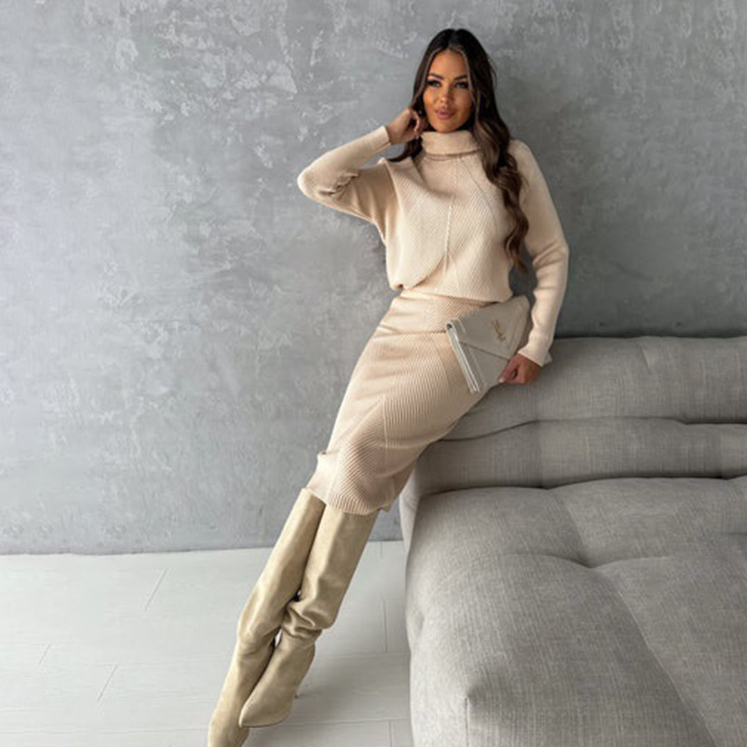 Women's Knitted Jumper & Skirt Two-Piece Set