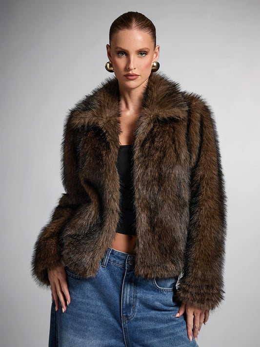 Elara | Women’s Cropped Faux Fur Coat
