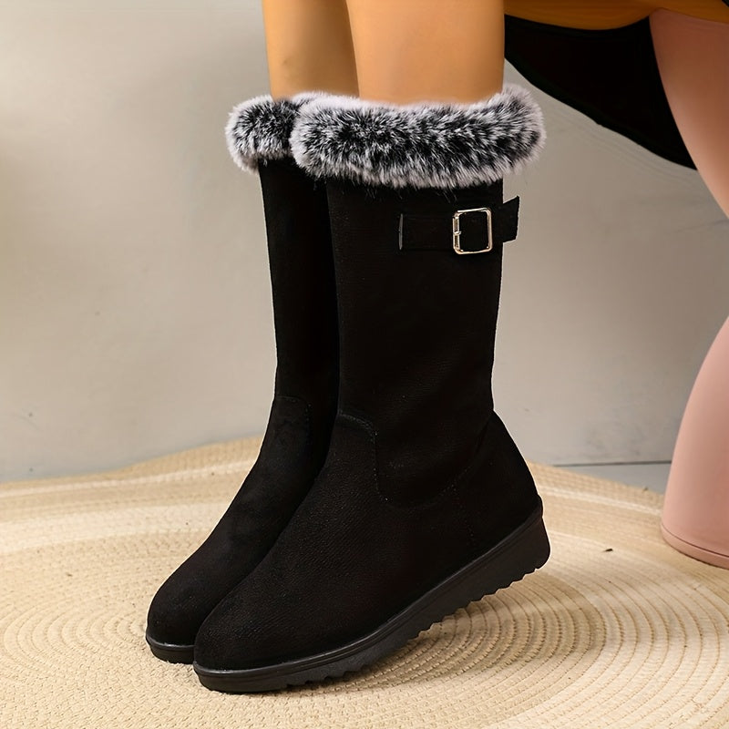 Katherine | Women's Fur-Trimmed Winter Boots with Buckle
