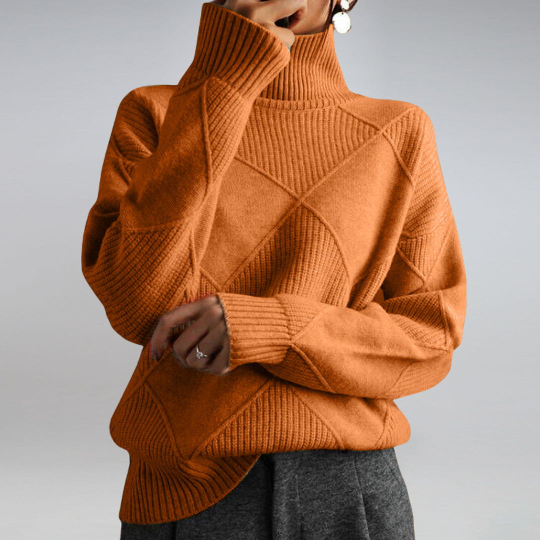 Marcheline | Women's Diamond Knit Turtleneck Jumper