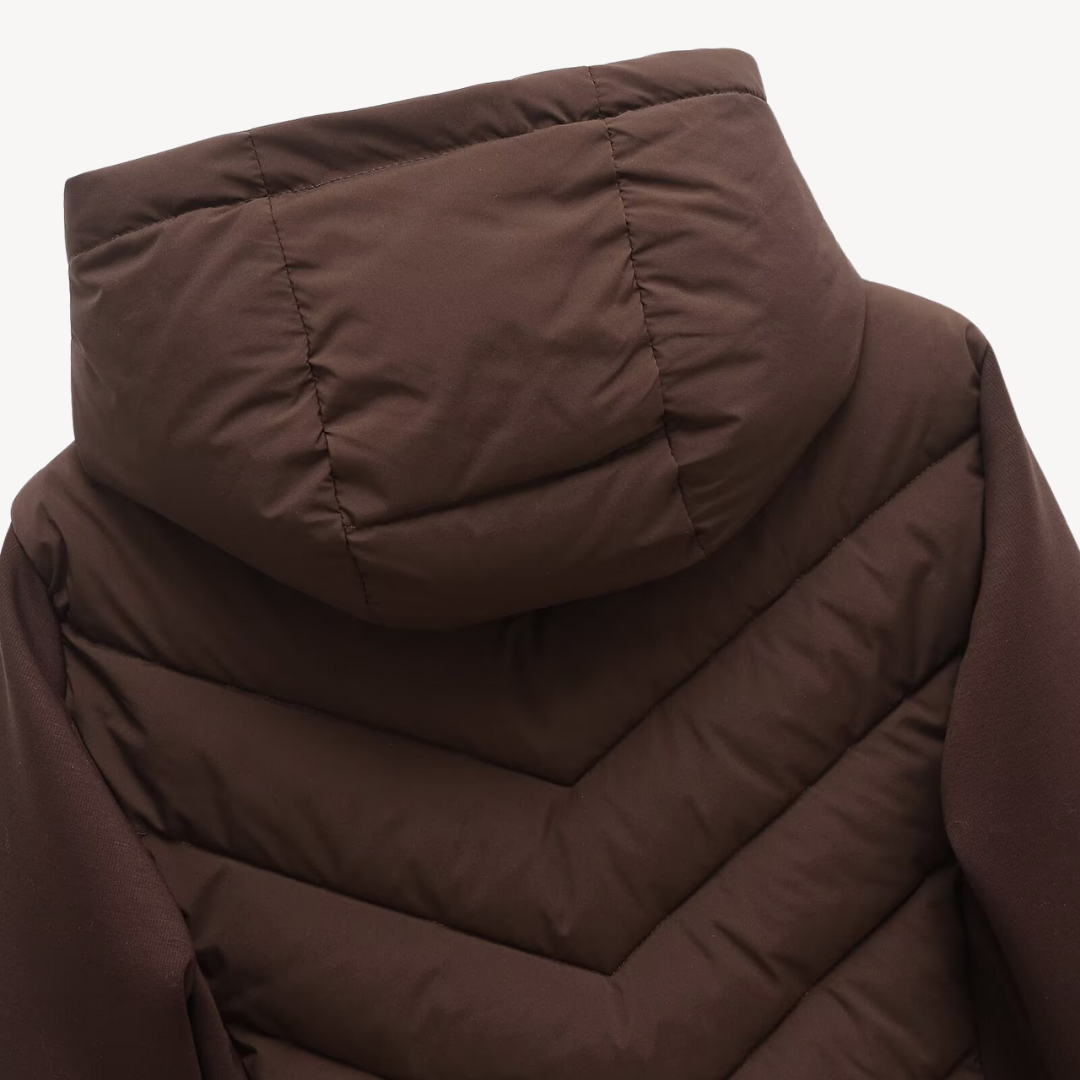 Delphine | Chevron Quilted Hooded Jacket