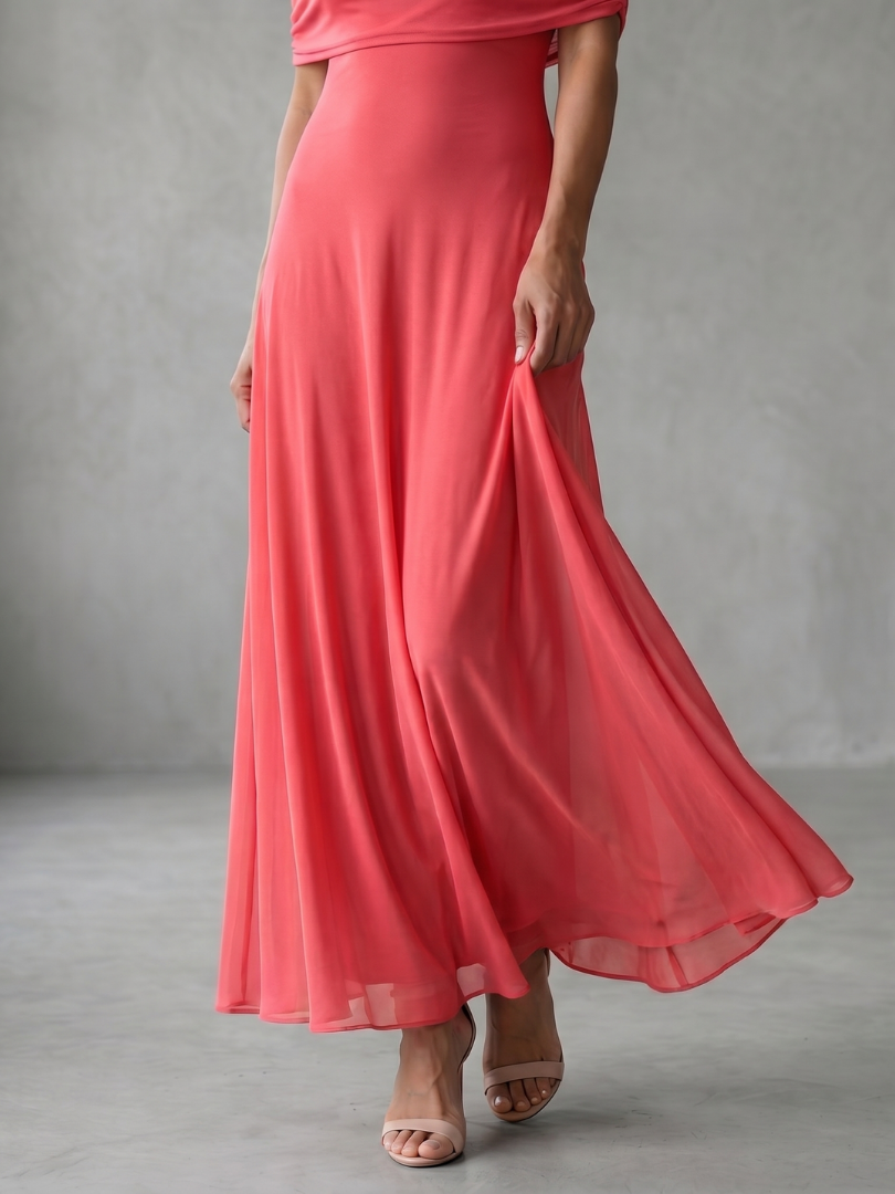 Women's Off-Shoulder Fitted Maxi Wedding Guest Dress