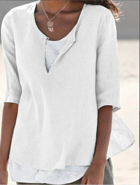 Tabitha | Women's Relaxed V-Neck 3/4 Sleeve Blouse