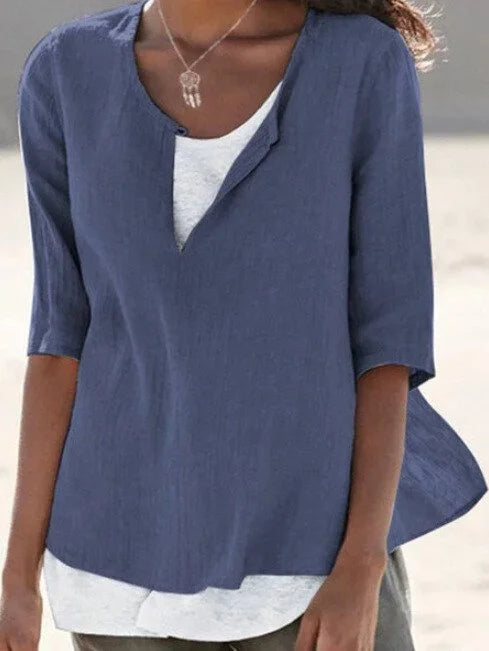 Tabitha | Women's Relaxed V-Neck 3/4 Sleeve Blouse